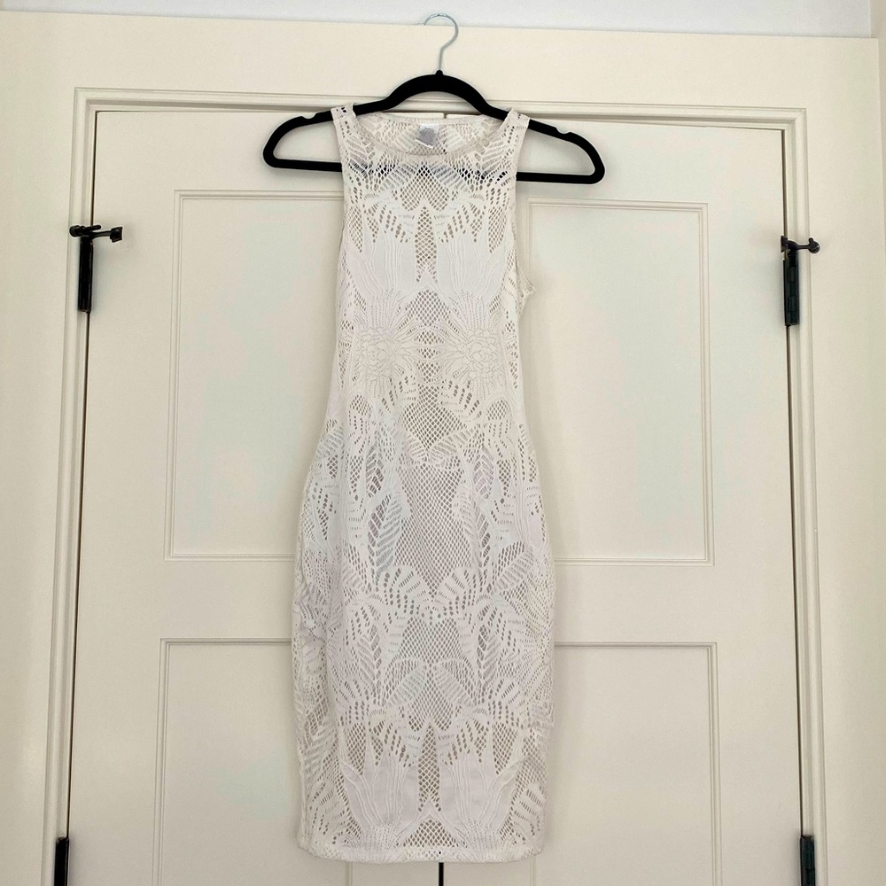 Mara Hoffman white floral jacquard dress